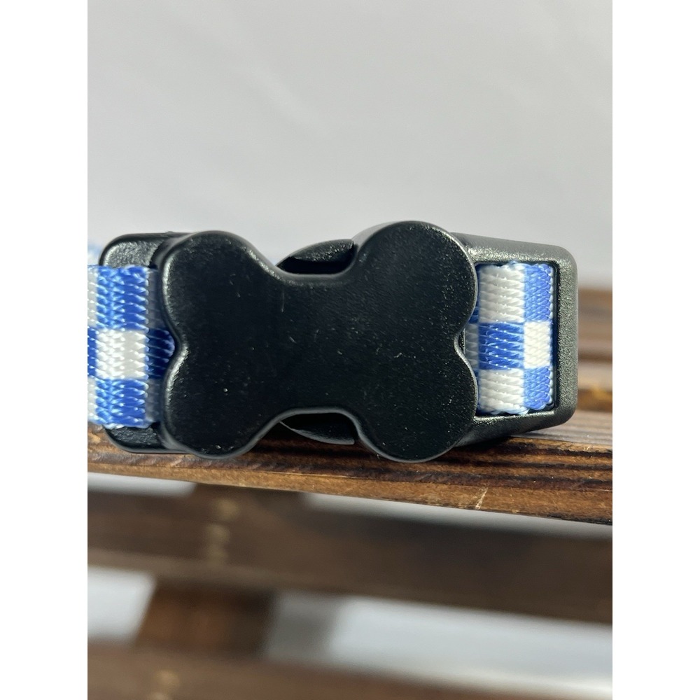 Plastic Clip Collar - Checker Blue /White - 1/2" Wide - Fits 6-9" Neck - Small - Picture 3 of 6